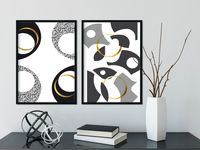 Black & White Abstract No. 7 | gold, Cut Out Abstract No. 1 | gold - LINK DISPLATE