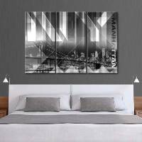 Modern View Brooklyn Bridge Multi Panel Canvas Wall Art - LINK ElephantStock