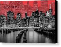 Link - Fine Art America - Manhattan Skyline - Graphic Art - Red
